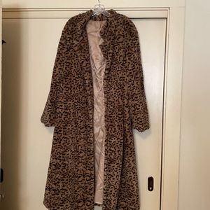 Leopard Print Faux Fur Coat
